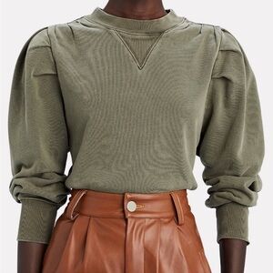 FRAME Crew Neck Sweatshirt in Military Green, Size XS 91